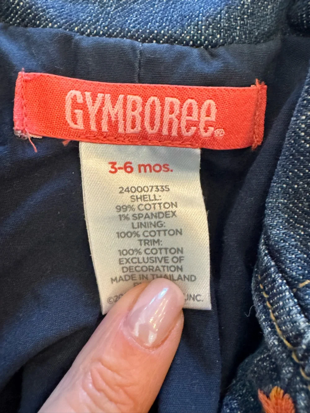 Gymboree Dark Blue Denim Jacket with Embroidered Orange Flowers and Striped Belt